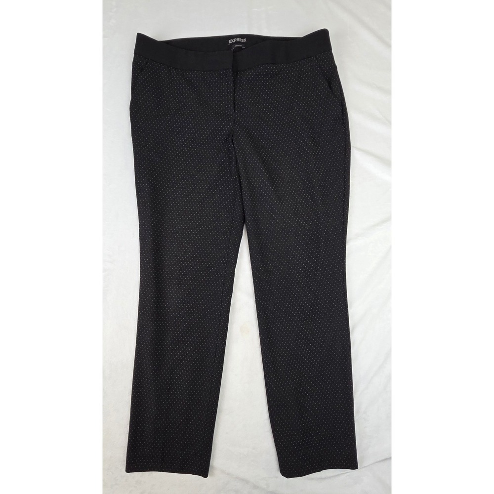 Express Dress Pants Women 10R Black Polka Dot Columnist Ankle Trousers Excellent
